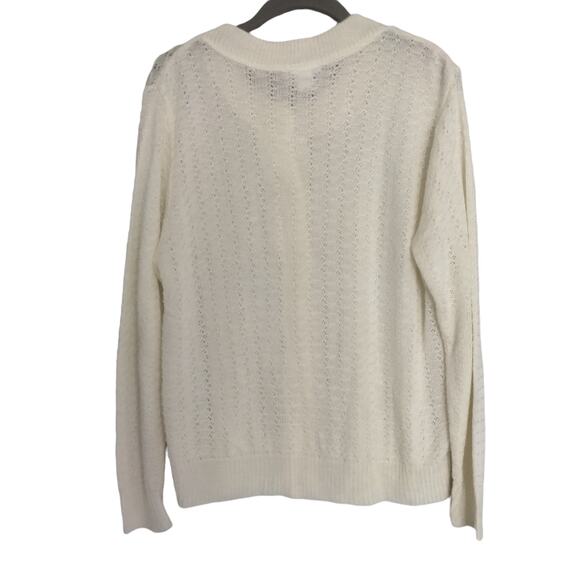 Vintage Blair Women's Sz M Cream Crochet Cardigan Granny Prairie Core USA Made - Picture 5 of 6